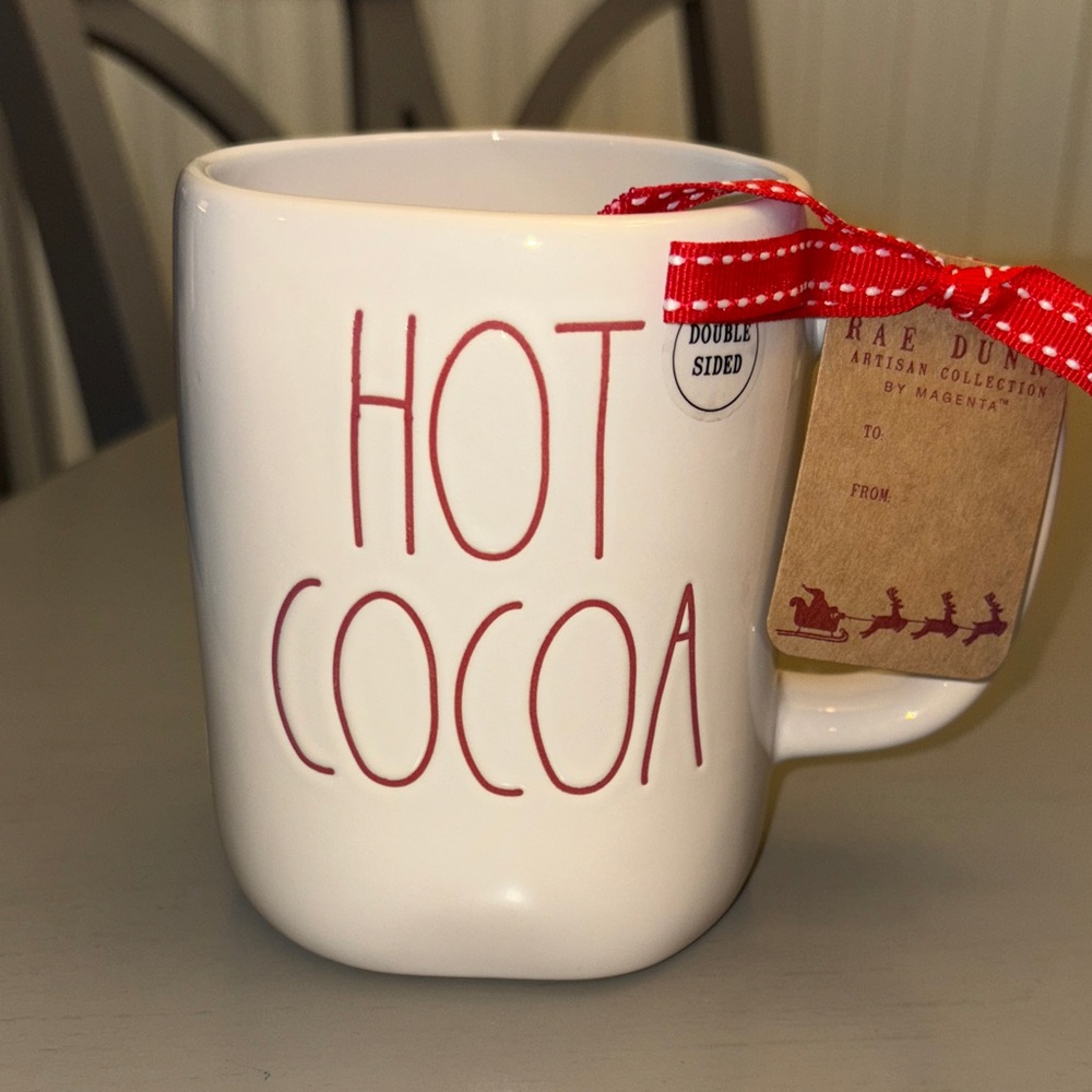 Rae Dunn White Mug with Red 'Hot Cocoa' Text